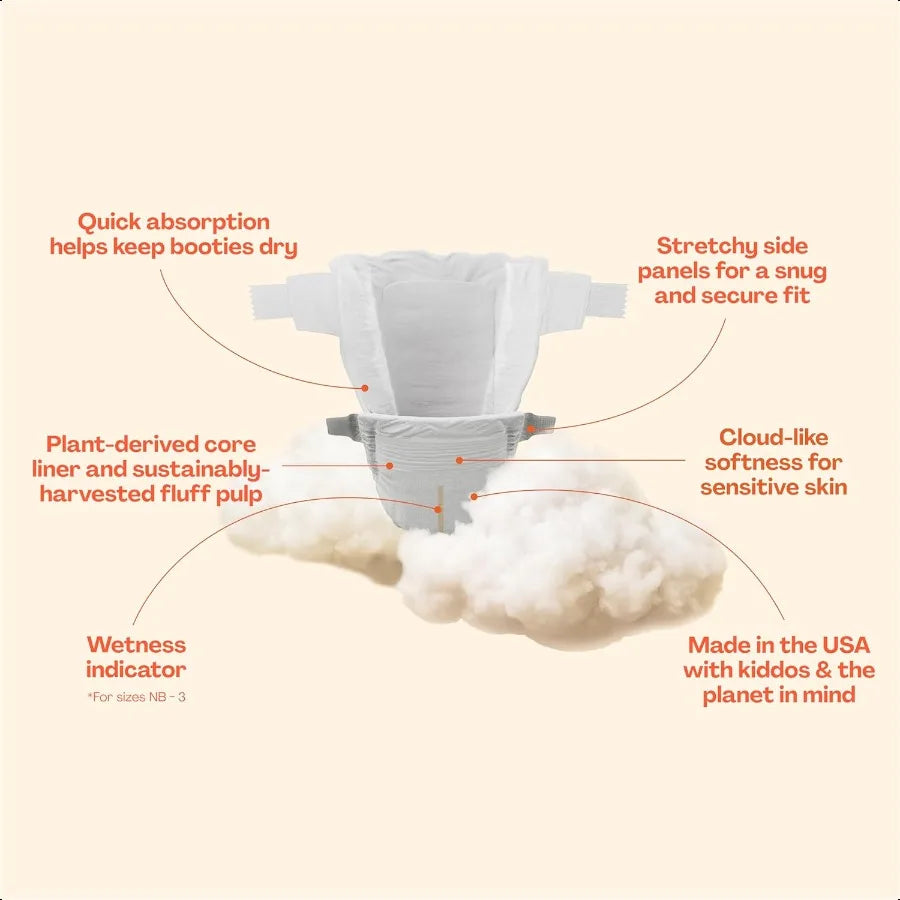 Premium Newborn Diapers Honeysuckle Designs 76ct Club Box Hypoallergenic and Extra Absorbent