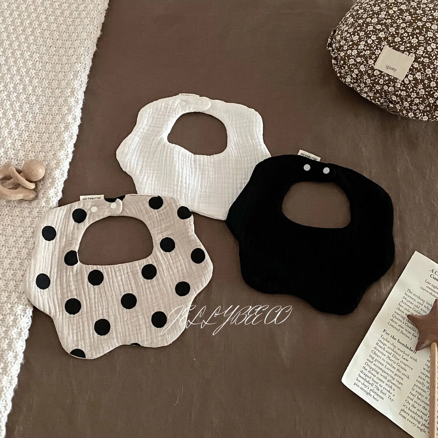 Polka Dot Flower Baby Bib Cotton Newborn Spit Up Burp Cloth Feeding Cover Washable Soft Absorbent Infant Accessories
