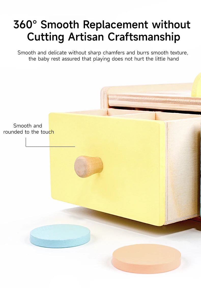 Montessori Wooden Multifunction Toys Color Spinning Coin Box Wooden Toys Children Puzzle Sensory Early Education Game Toys Gift