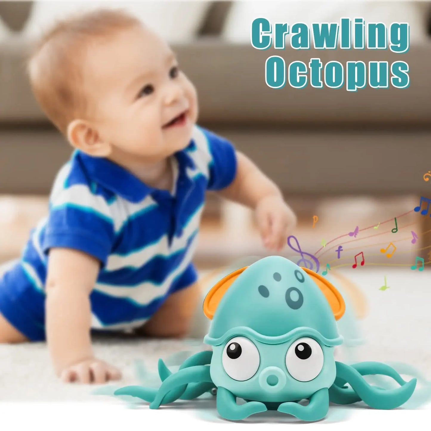 Cute Sensing Crawling Crab Baby Toys Interactive Walking Dancing with Music Automatically Avoid Obstacles Toys for Kids Toddler