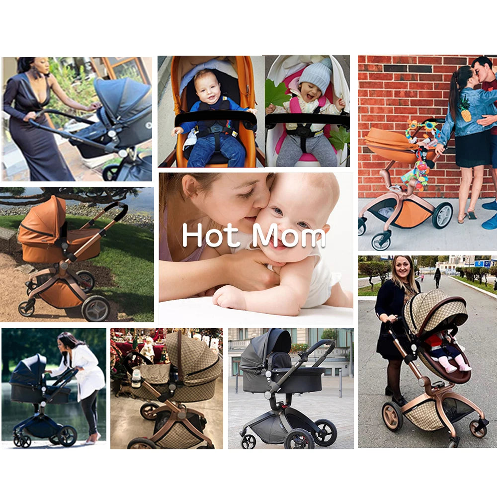 Hot Mom F22 baby stroller 3in1 ,adjustable seat,aluminum frame,solid rubber tires,rain cover,mosquito net,large storage basket