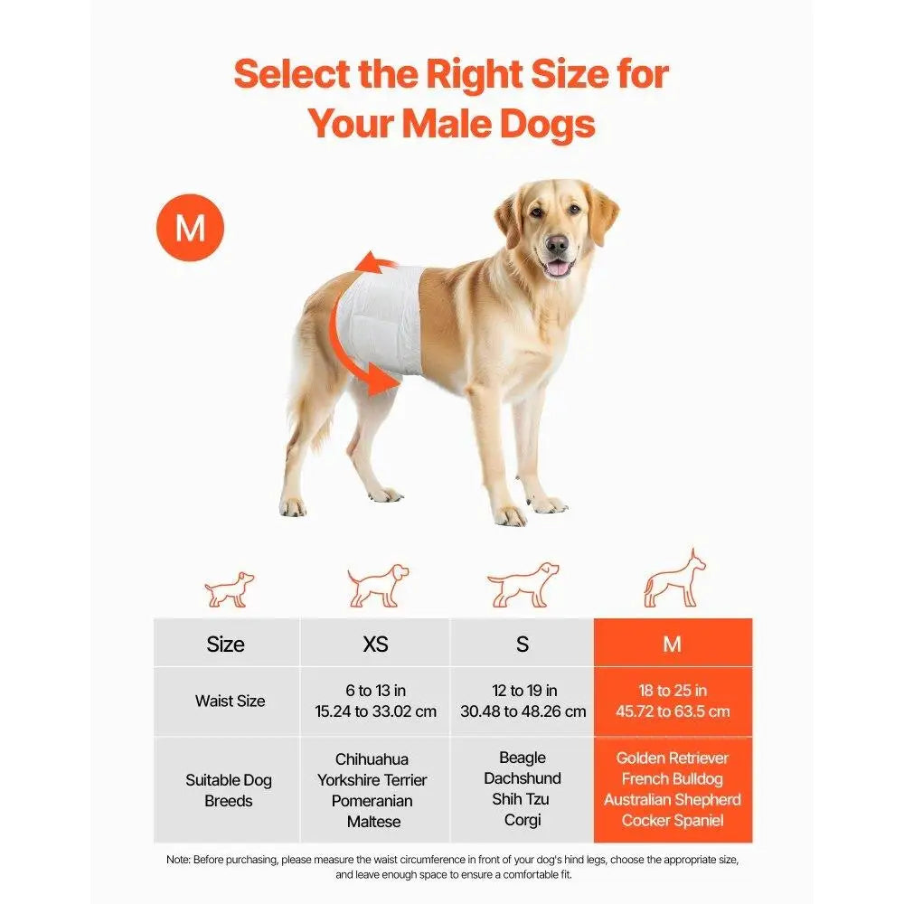 Super Absorbent Disposable Male Dog Diapers Size M 96 Count Male Dog Wraps Pet Hygiene Products