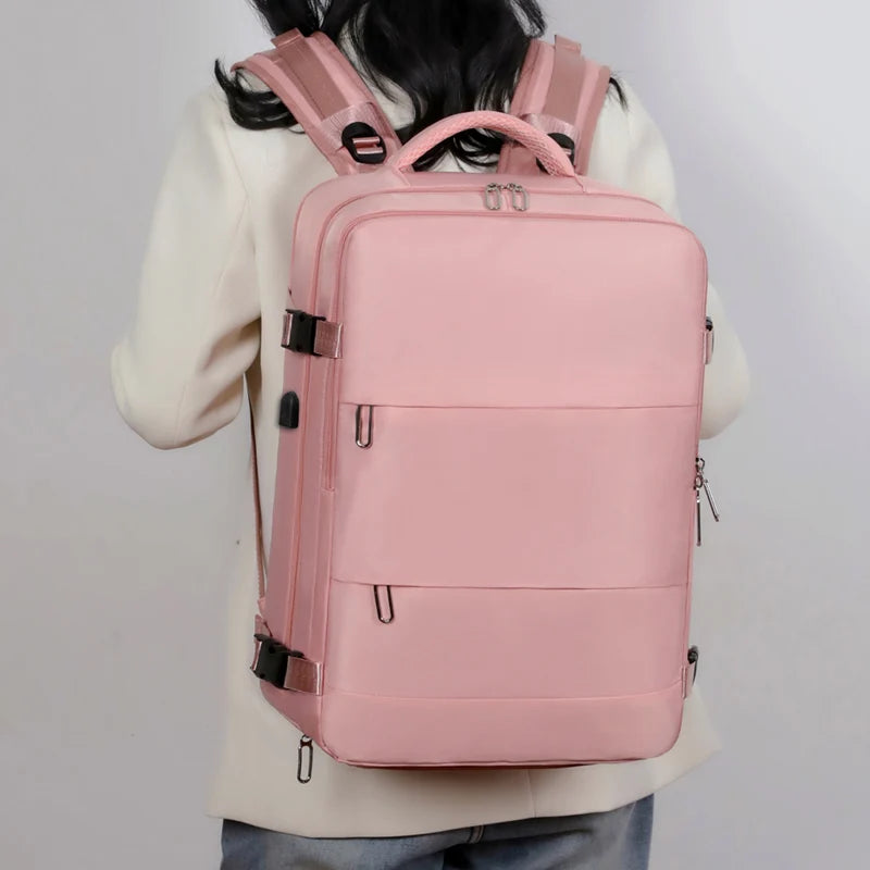 Large Capacity Backpack Carry On Luggage Travel Bags with USB Charging Port Waterproof Laptop Bag for Outdoor Hiking Climbing