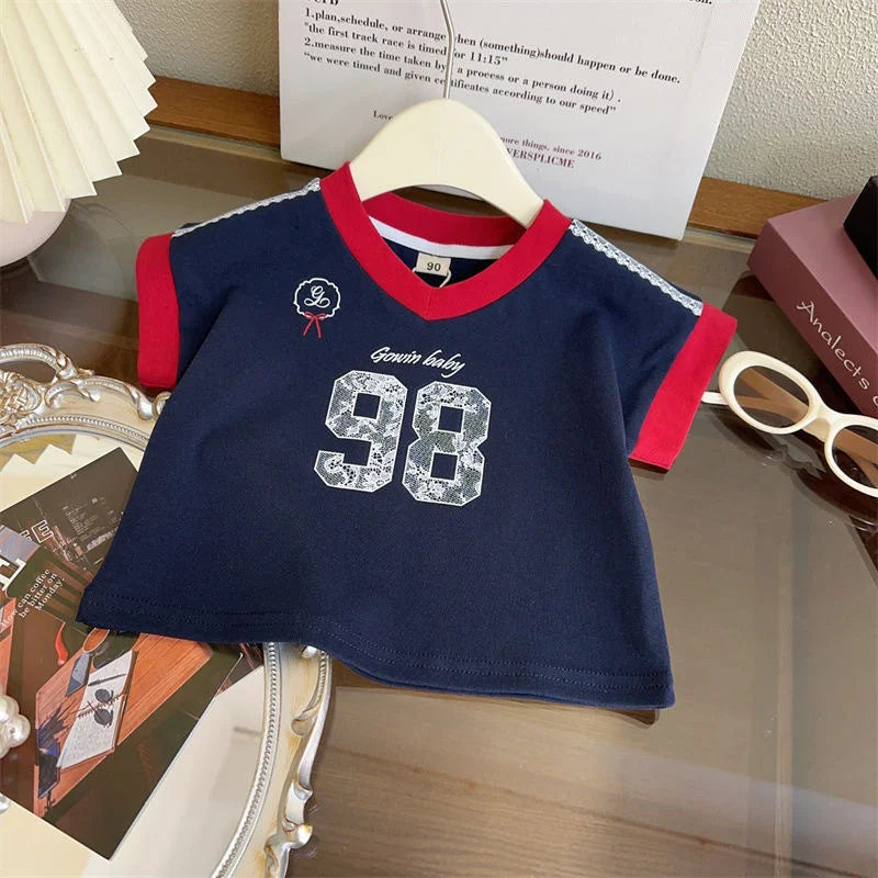 Baby Girls Sets Summer New Children Letter Printed Suits Toddler Short-sleeved T-shirt+Fashion Skirt 2Pcs Outfits Kids Clothes