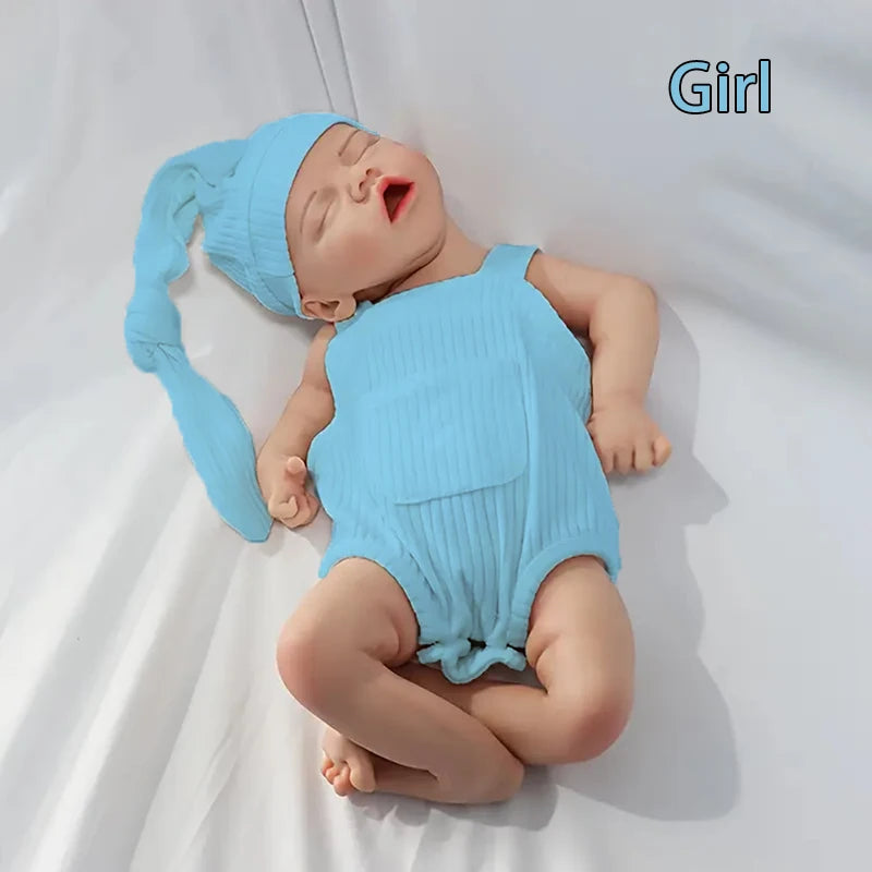17.52" Platinum Solid Silicone Newborn Baby Boy/Girl LouLou Floppy Handmade Washable Reborn Doll 5.7lb Kids Toy Birthday Gift