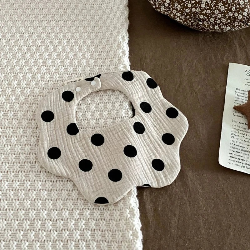 Polka Dot Flower Baby Bib Cotton Newborn Spit Up Burp Cloth Feeding Cover Washable Soft Absorbent Infant Accessories