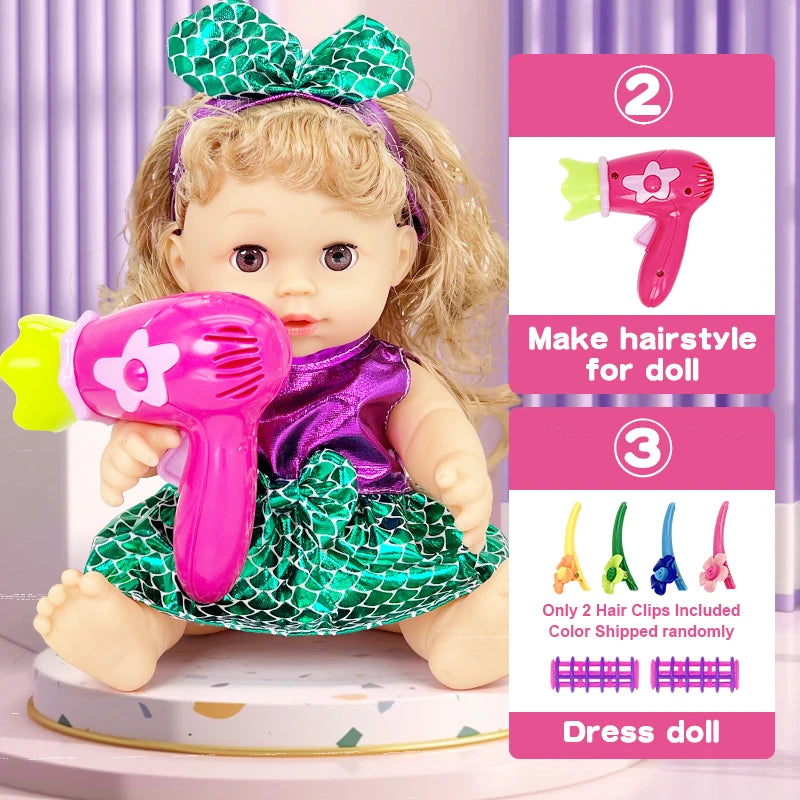 12 inch Blinkable Baby Doll Vinyl Doll Silicone Doll Baby Reborn Doll Full Body Soft Children's Toy Birthday Gift Girl Gift