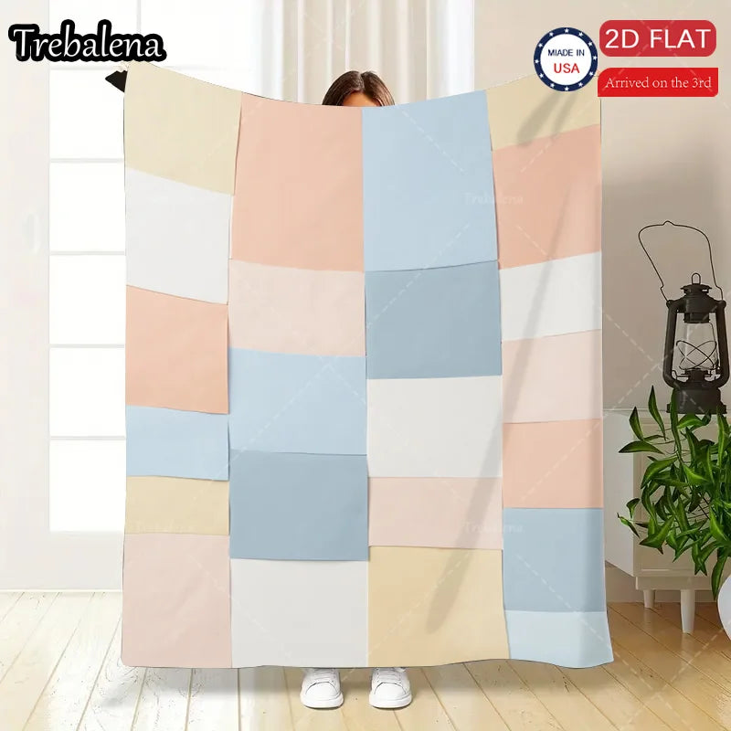 Flannel Blanket-Soft Lightweight All-season Soft Pastel Patchwork Baby Blanket for Boys Girls Newborns