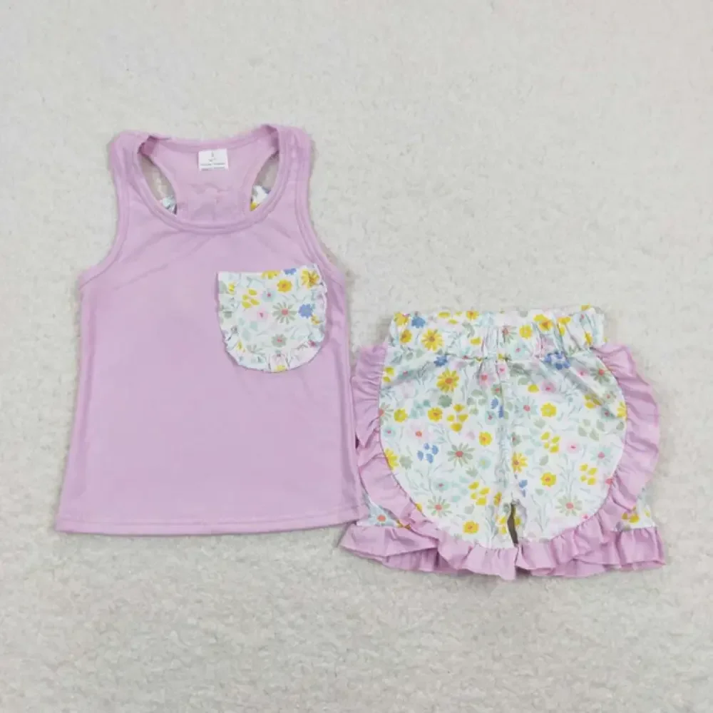 Sleeveless Print Baby Girl Outfit Toddler Girls Clothing Sets Colorful Leopard Kids Two Piece Set