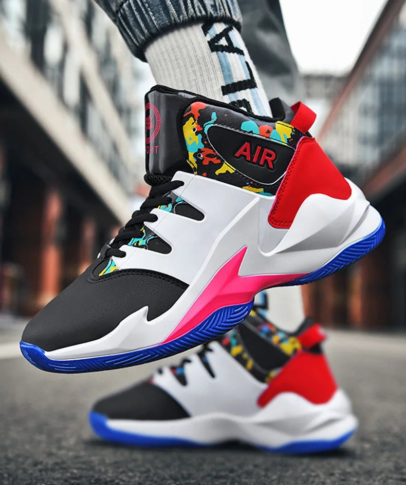 Men's basketball shoes, breathable and non slip outdoor sports shoes, walking and running basketball shoes