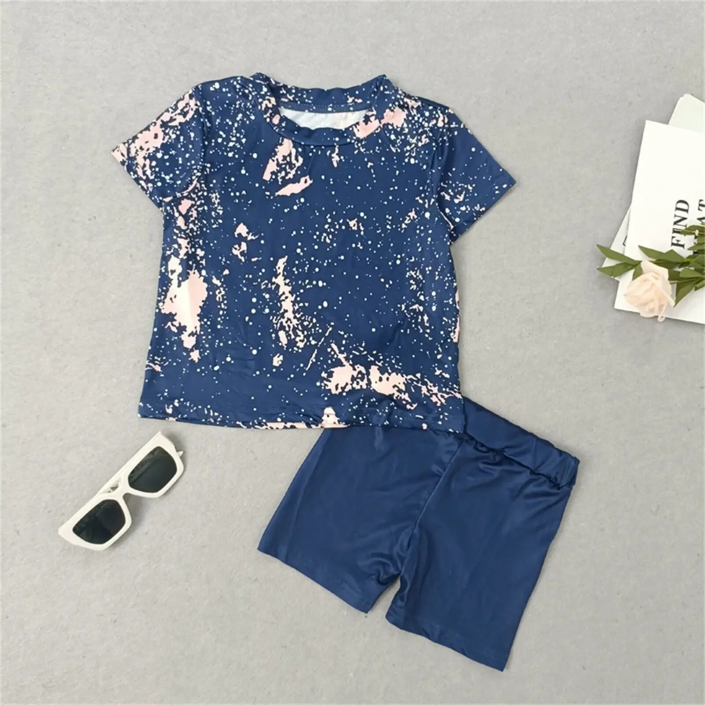 1-8Y Kids Children's Boy Summer Clothing Girls Clothes Pants Sets Short Sleeve T-shirt Tops+Shorts Pants Sets For Baby Girls