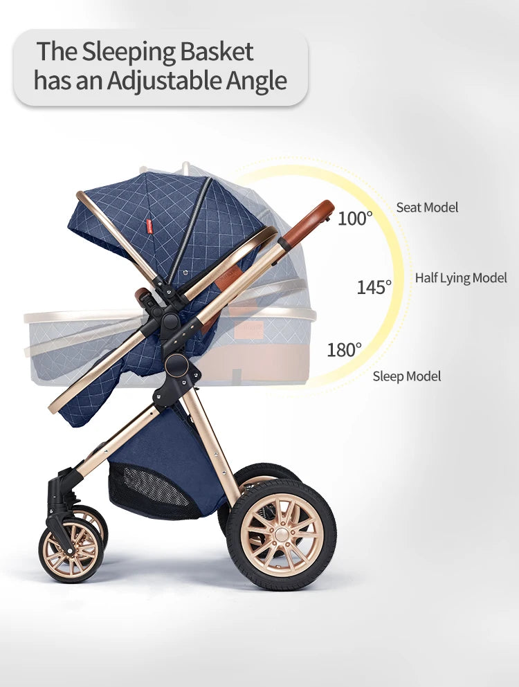 3in1 baby stroller multifunctional luxury baby stroller two-way seated and sleeping baby stroller, newborn travel baby stroller