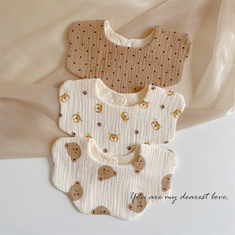 Summer Baby Cotton Gauze Waterproof Bibs Soft Cartoon Infant Bib Burp Cloths Bandana Scarf for Boy Girl Feeding Saliva Towel New