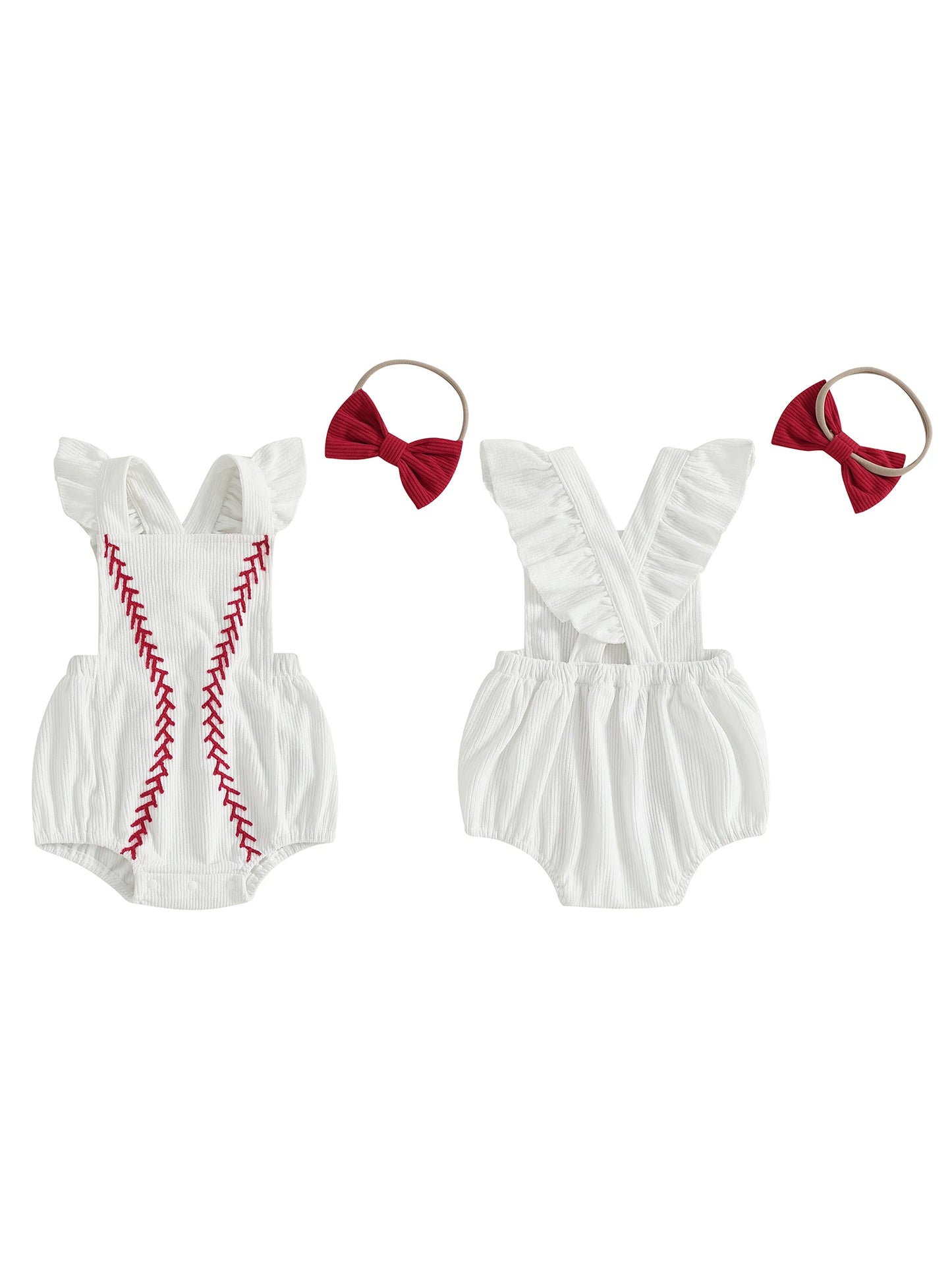 Adorable Toddler Girls Floral Print Ruffle Sleeve Romper with Matching Bow Headband Set for Summer Fashion Wear