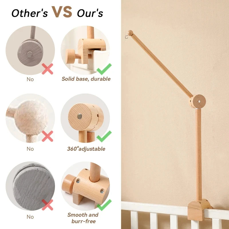 Baby Rattle Toy Bed Bell Bracket Wooden Mobile 0-12 Months Newborn Crochet Bed Bell Hanging Toys Holder Bracket Infant Crib Gift