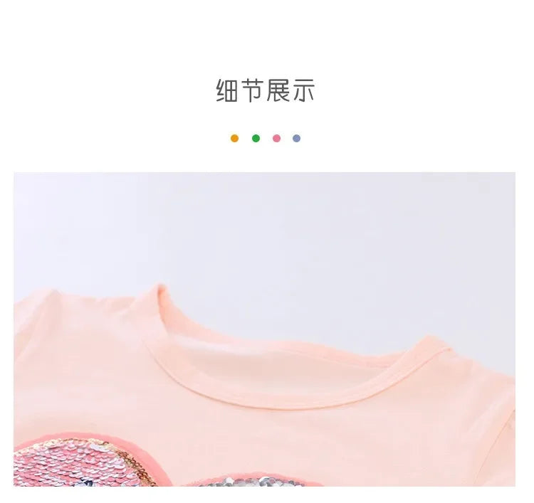 2025 New Unicorn Kids T-shirt Short sleeves Children Cotton Summer Baby Girls Tee Party Princess Girl Clothes Costumes 3-8Y