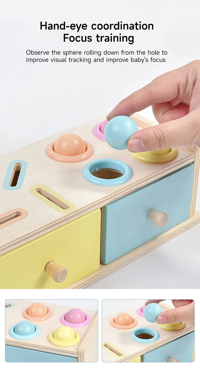 Montessori Wooden Multifunction Toys Color Spinning Coin Box Wooden Toys Children Puzzle Sensory Early Education Game Toys Gift