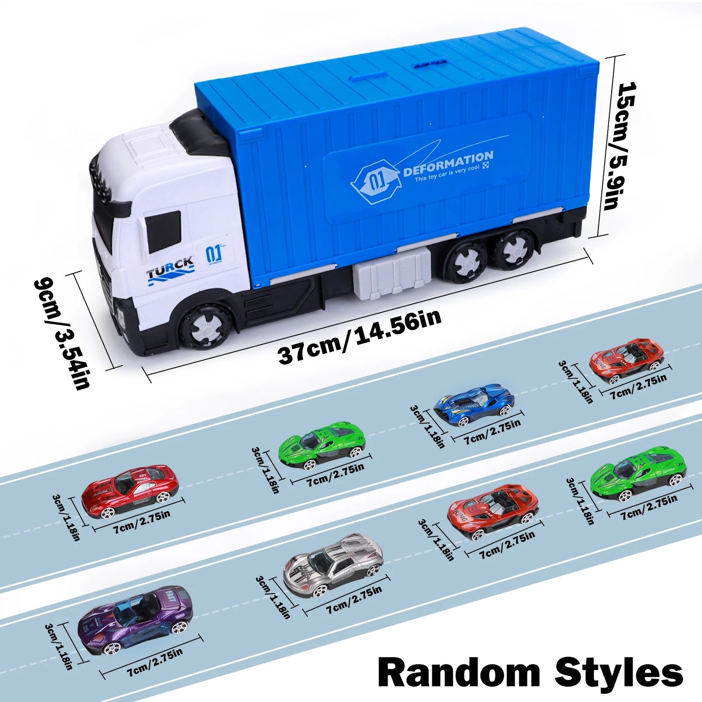 Large Size Kids Transporter Truck Toy Deformation Rail Truck Toy With Rail And 8 Car Models Boys Girls Birthday Gift