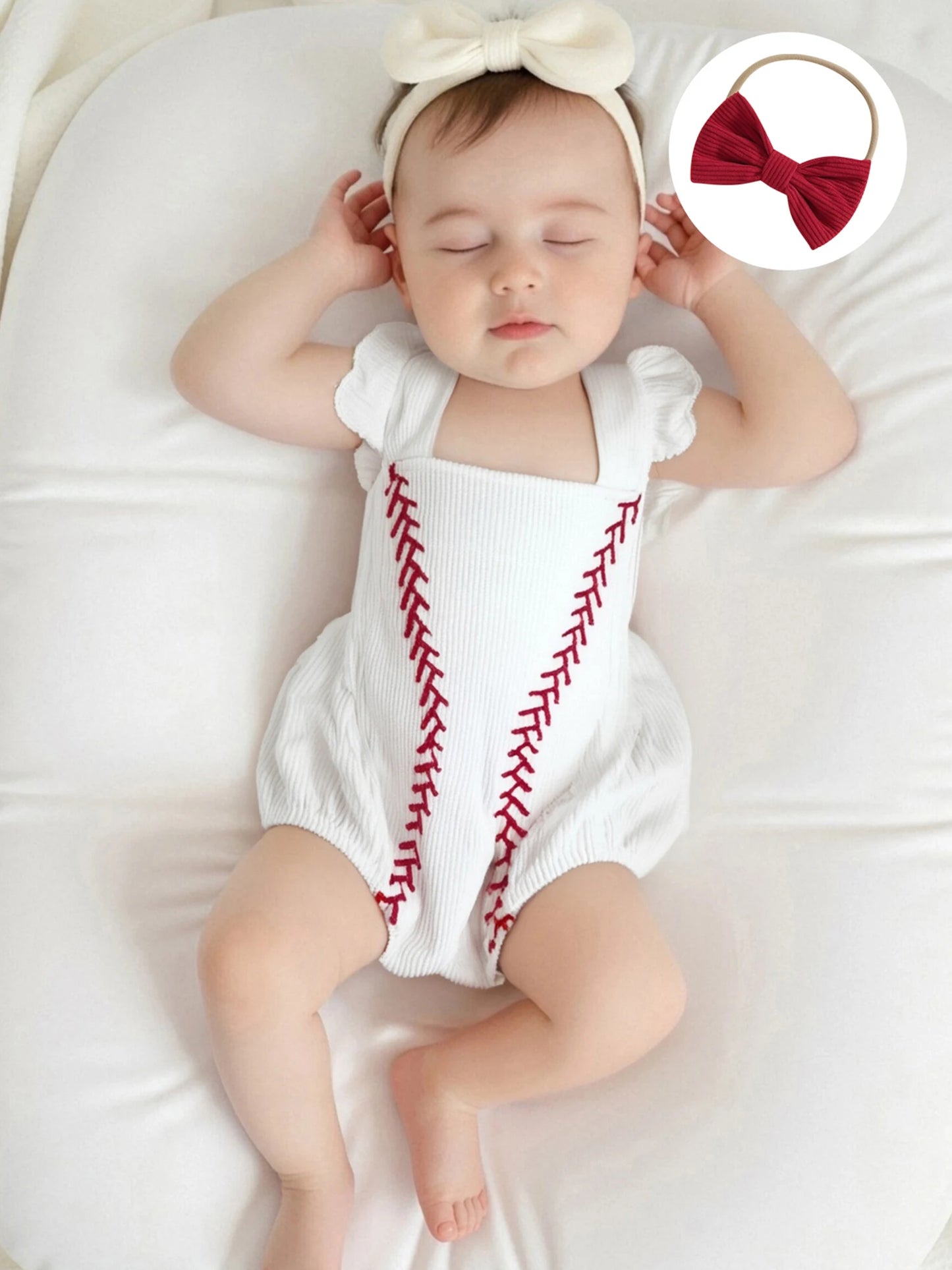 Adorable Toddler Girls Floral Print Ruffle Sleeve Romper with Matching Bow Headband Set for Summer Fashion Wear