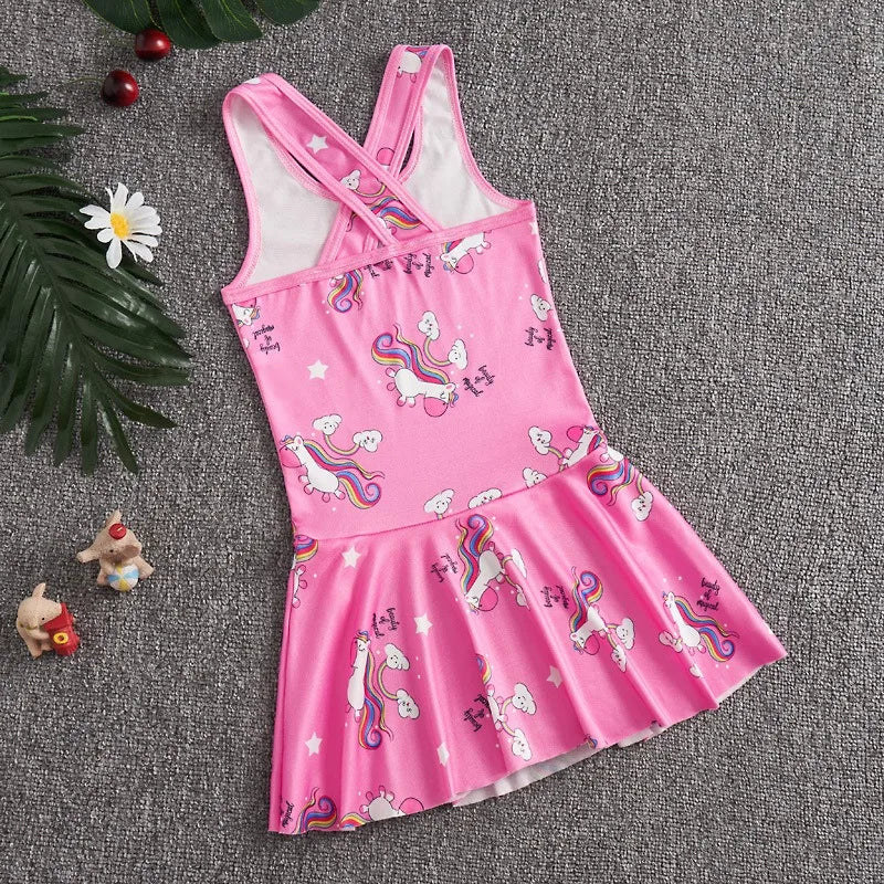 2-13 years Disney Frozen Elsa Girls Clothes Swimsuit Swimsuit Fashion Kids Swimwear Dress And Hat For Children Unicorn