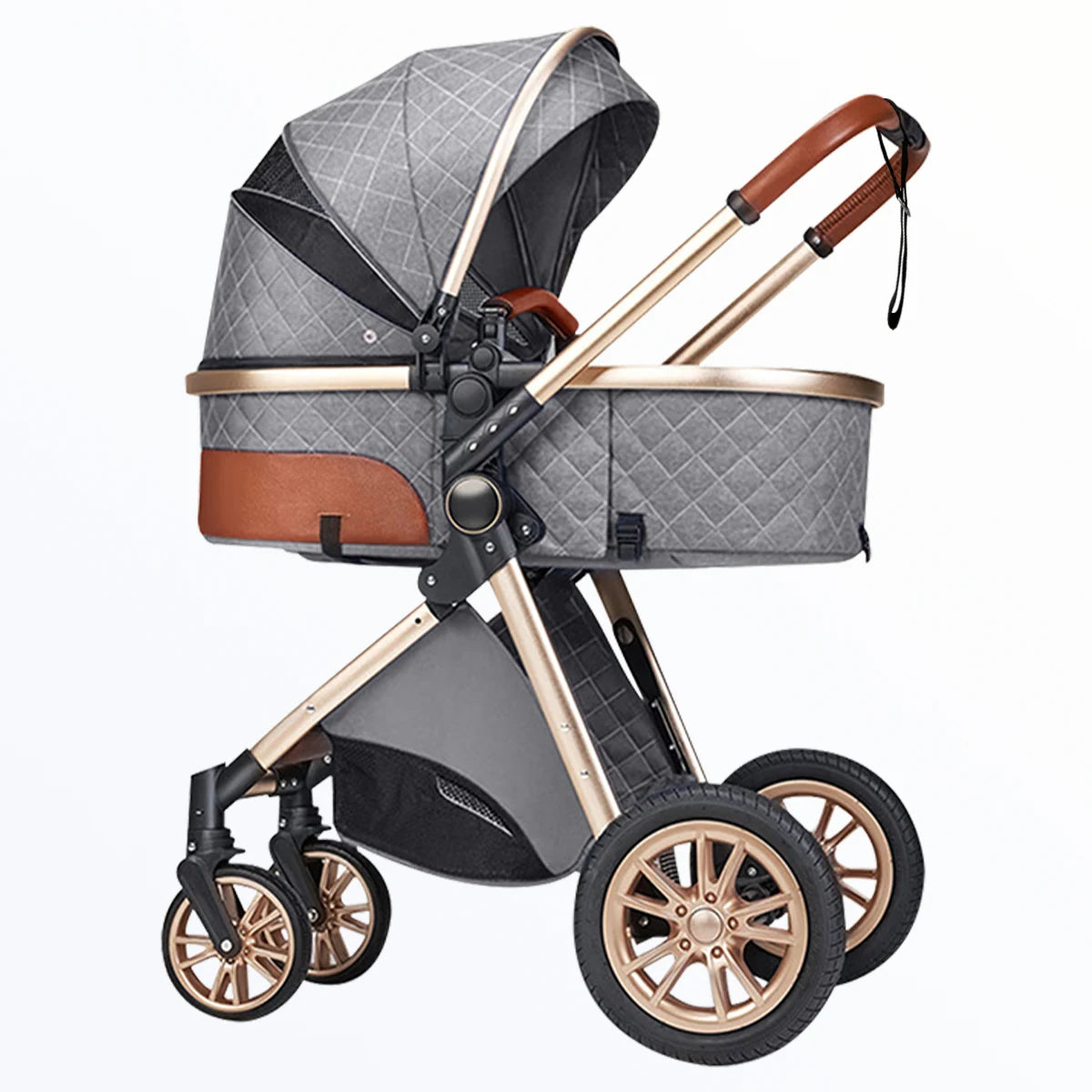 Foldable baby stroller with shock absorption function, an outdoor stroller that can be pushed in both directions