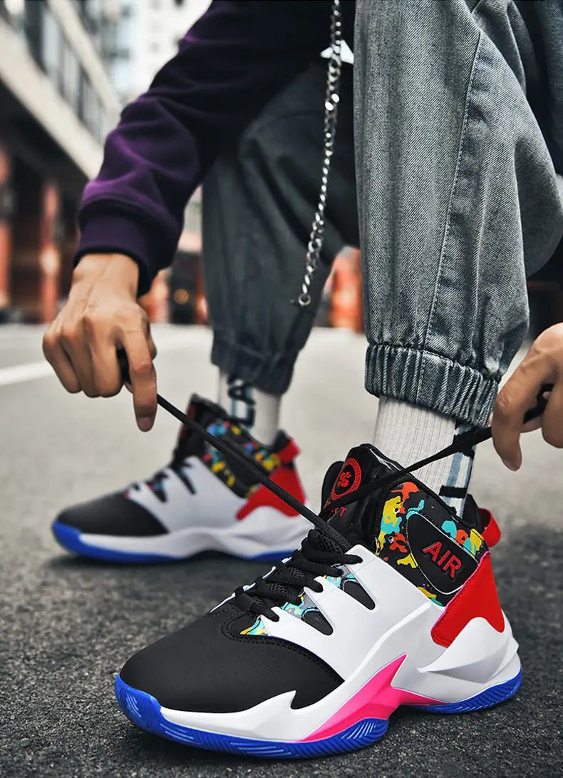 Men's basketball shoes, breathable and non slip outdoor sports shoes, walking and running basketball shoes