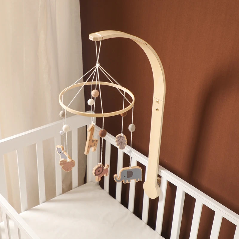 Baby Montessori Wooden Gym Frame Rattle Toys Newborn Mobile Hanging Sensory Toys Foldable Play Gym Frame Kid Holder Bracket Gift