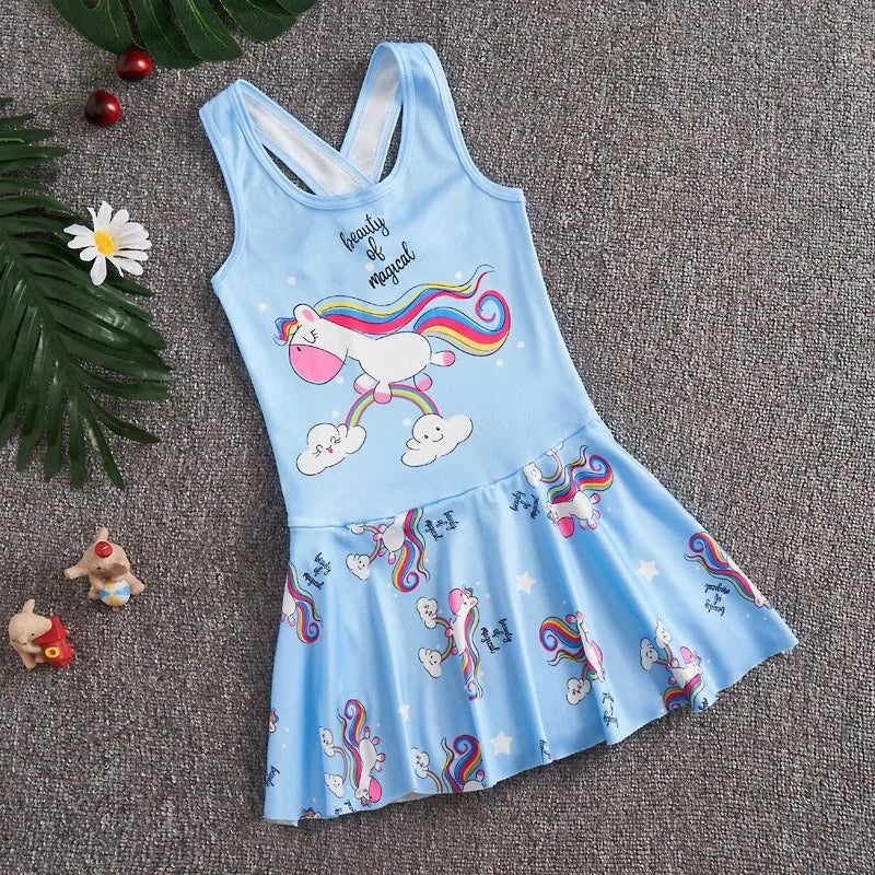 2-13 years Disney Frozen Elsa Girls Clothes Swimsuit Swimsuit Fashion Kids Swimwear Dress And Hat For Children Unicorn