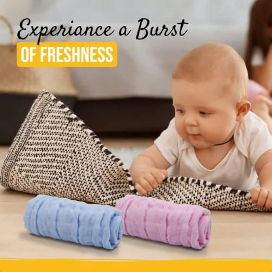 Pack of 10 Baby Muslin Washcloths Set 12 x12 6 Layers MultiColored Baby Washcloths Made of 100% Organic Cotton Highly Absorbent