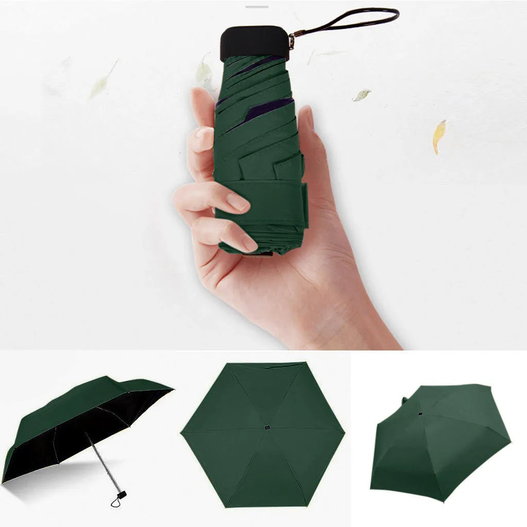 Mini Sun Umbrella Small Pocket Rain Travel Umbrella Vinyl Folding Umbrella UV Protection Sun Shade Pocket Parasol Capsule