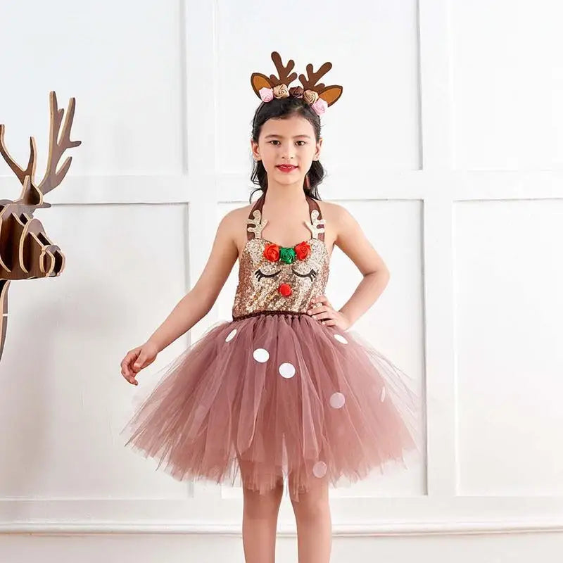 Reindeer Christmas Costume Kids Darling Reindeer Animal Costume For Girls Christmas Costume Dress Birthday Gift For Girls