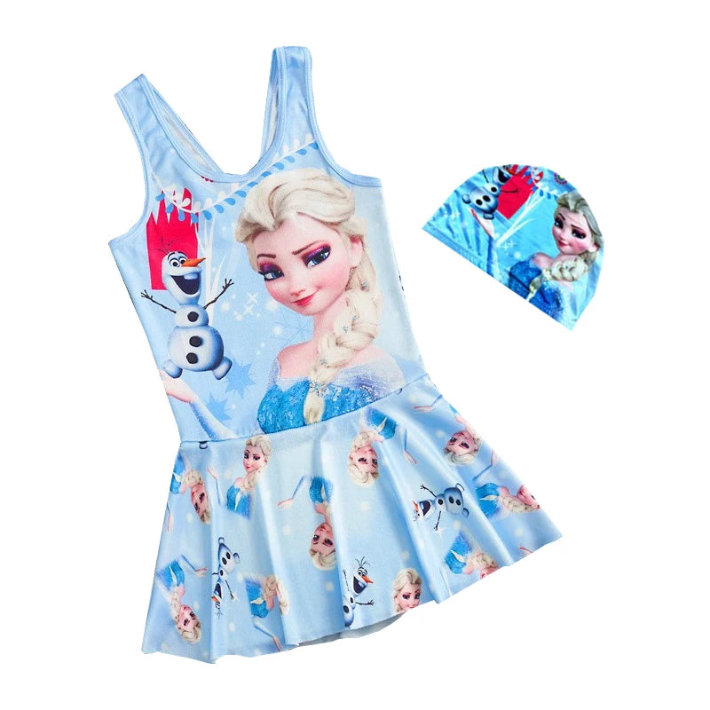 2-13 years Disney Frozen Elsa Girls Clothes Swimsuit Swimsuit Fashion Kids Swimwear Dress And Hat For Children Unicorn