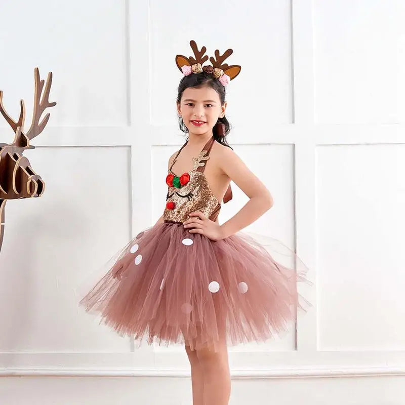 Reindeer Christmas Costume Kids Darling Reindeer Animal Costume For Girls Christmas Costume Dress Birthday Gift For Girls