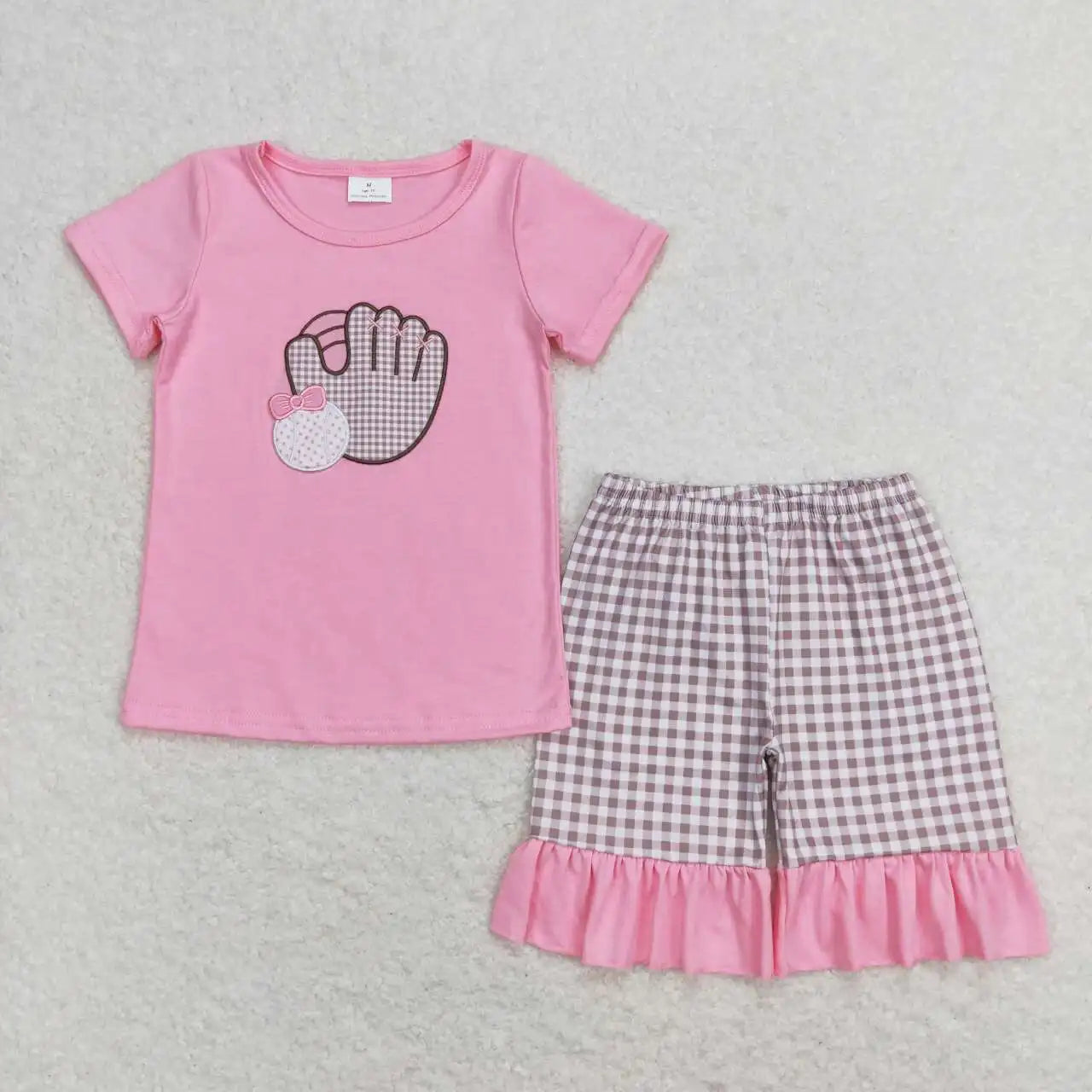 3.20 y NEW stock Baby Girls Summer Clothing Wholesale Boutique Embroidery MAMA'S GIRL Flower Pattern Pink Shorts set