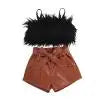 Listenwind 2-7Y Kids Children Girls Clothes Set Vest Tops Pu Leather Bow Shorts Summer Outfits