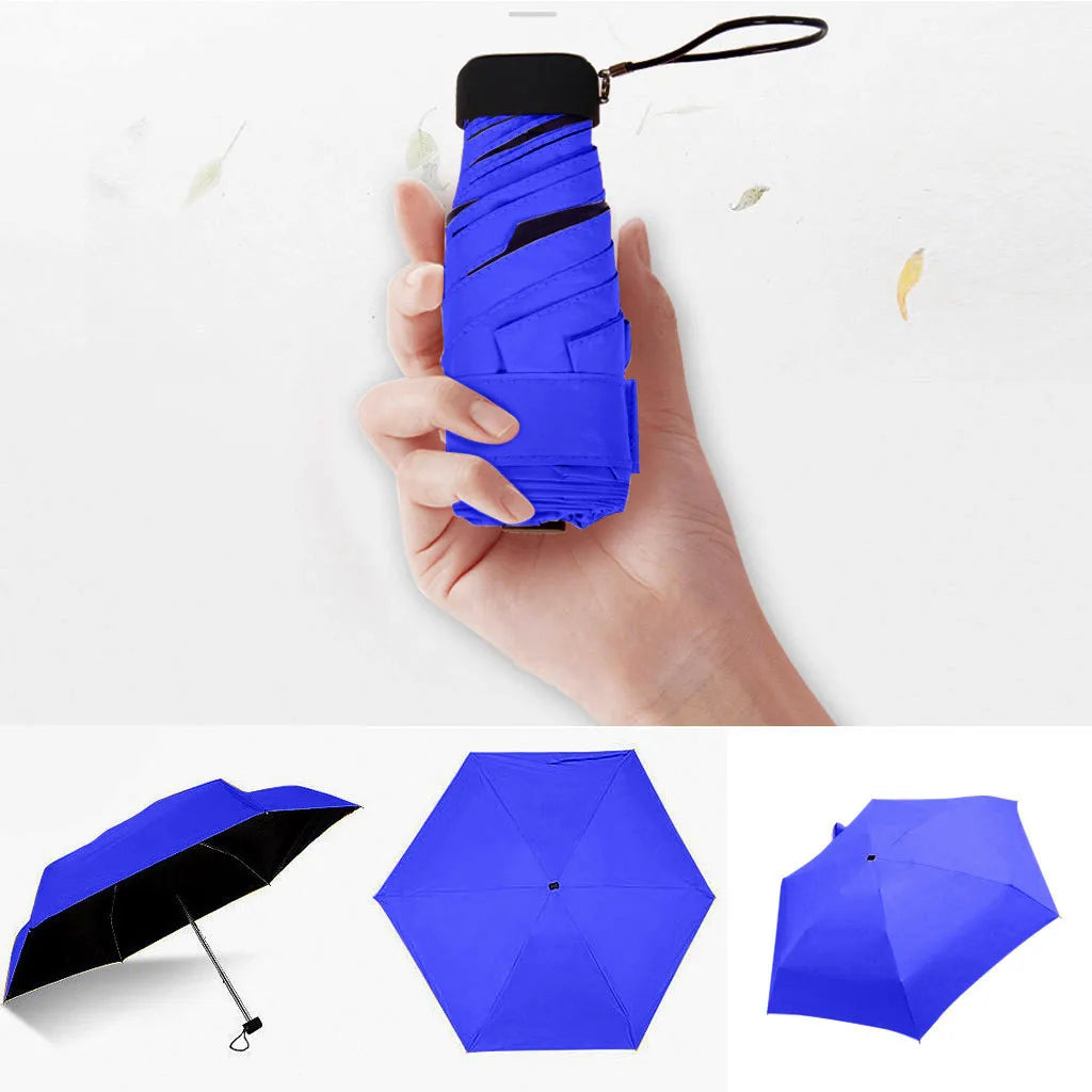 Mini Sun Umbrella Small Pocket Rain Travel Umbrella Vinyl Folding Umbrella UV Protection Sun Shade Pocket Parasol Capsule