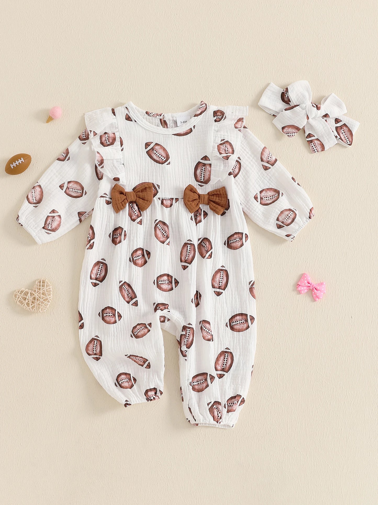 Toddler Boy Soccer Outfit Football Print Hooded Jumpsuit Long Sleeve Romper with Matching Socks 2 Pcs Set for Sports Fans