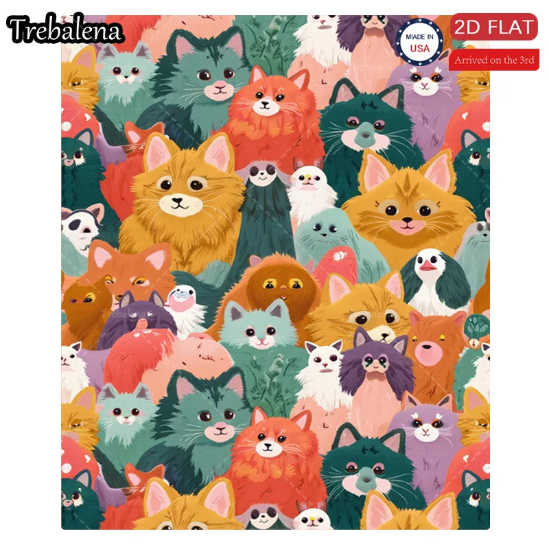 Flannel Blanket-Soft Lightweight All-season Cute Cat Pattern Soft Cozy Baby Blanket for Toddlers Kids Bedding
