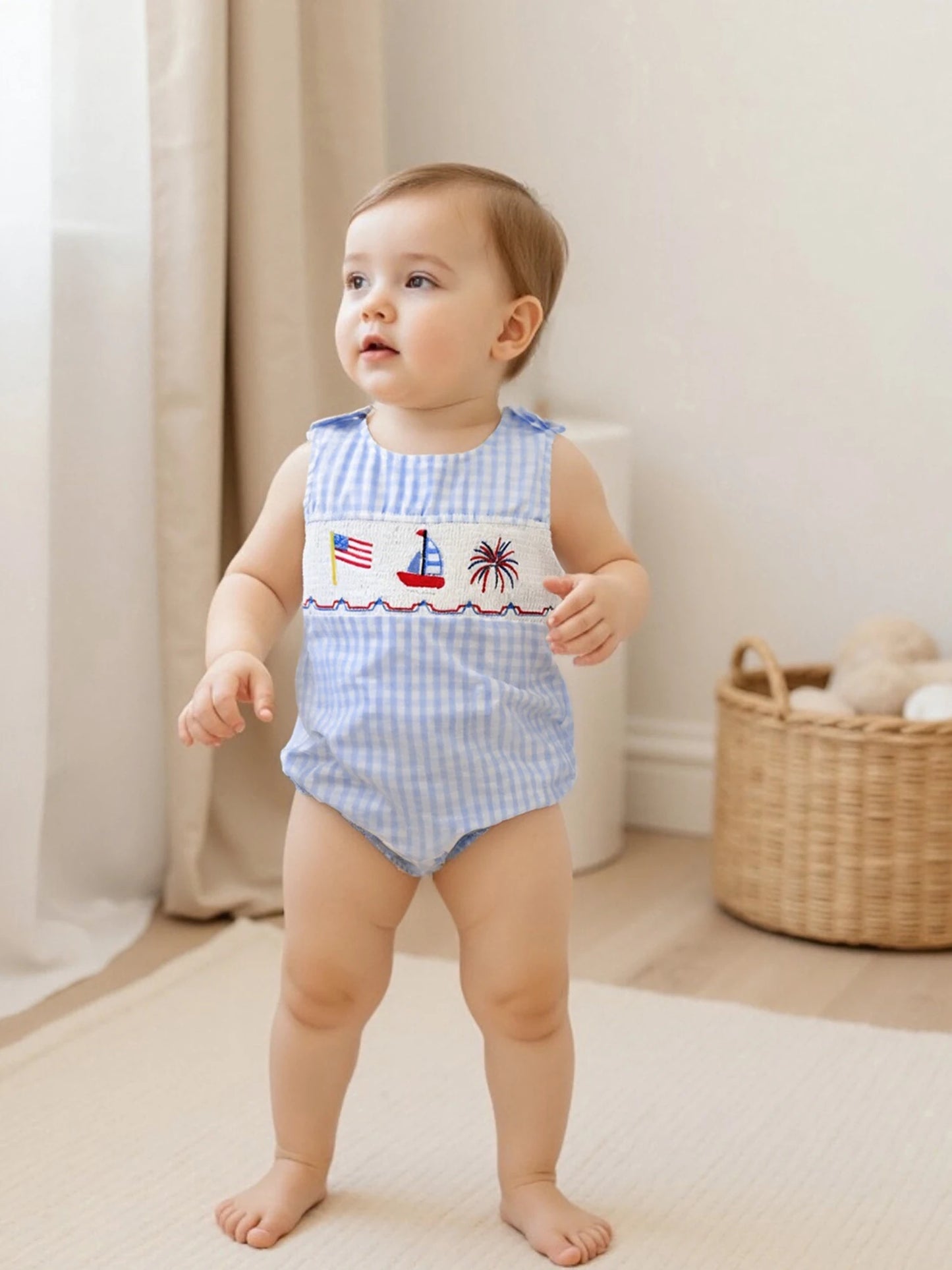 Infant Patriotic Sleeveless Romper Round Neck Jumpsuit Baby Boy 4th of July Playsuit Summer Outfit Newborn