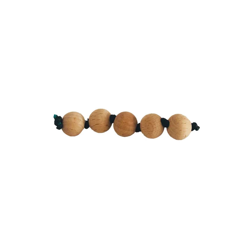 Montessori Wood Bell Rattle Interlocking Discs Grasping Beads Baby Toys Newborn Hand Motor Skill Practical Tools Early Education