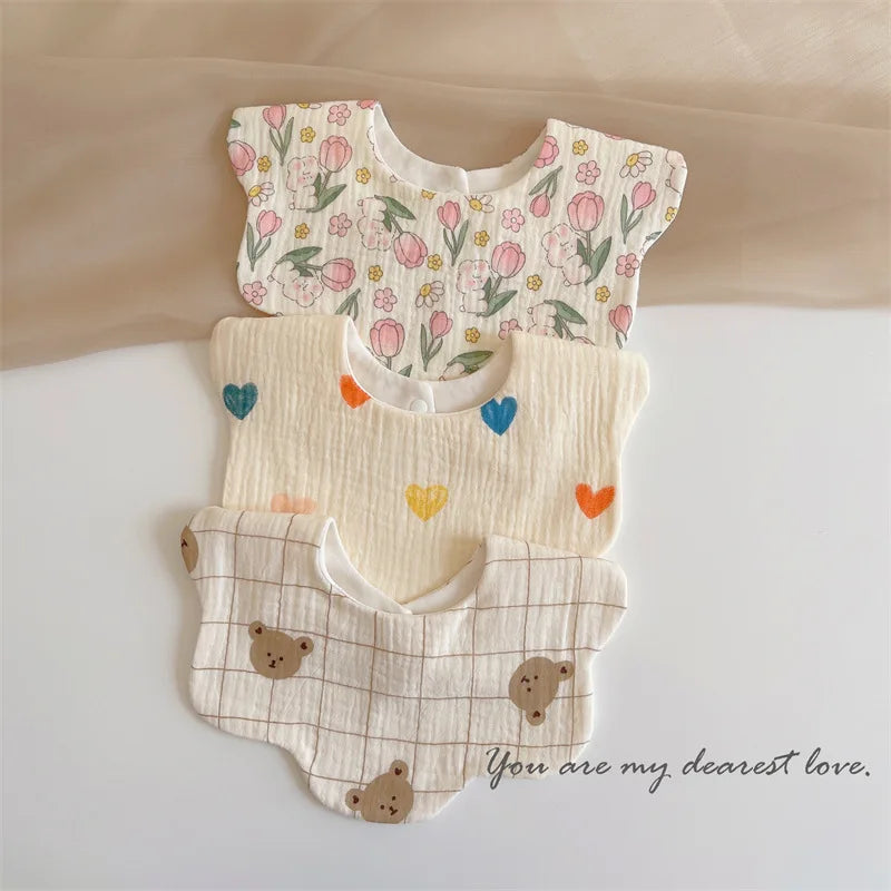Summer Baby Cotton Gauze Waterproof Bibs Soft Cartoon Infant Bib Burp Cloths Bandana Scarf for Boy Girl Feeding Saliva Towel New