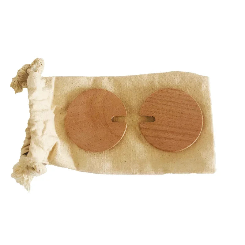 Montessori Wood Bell Rattle Interlocking Discs Grasping Beads Baby Toys Newborn Hand Motor Skill Practical Tools Early Education