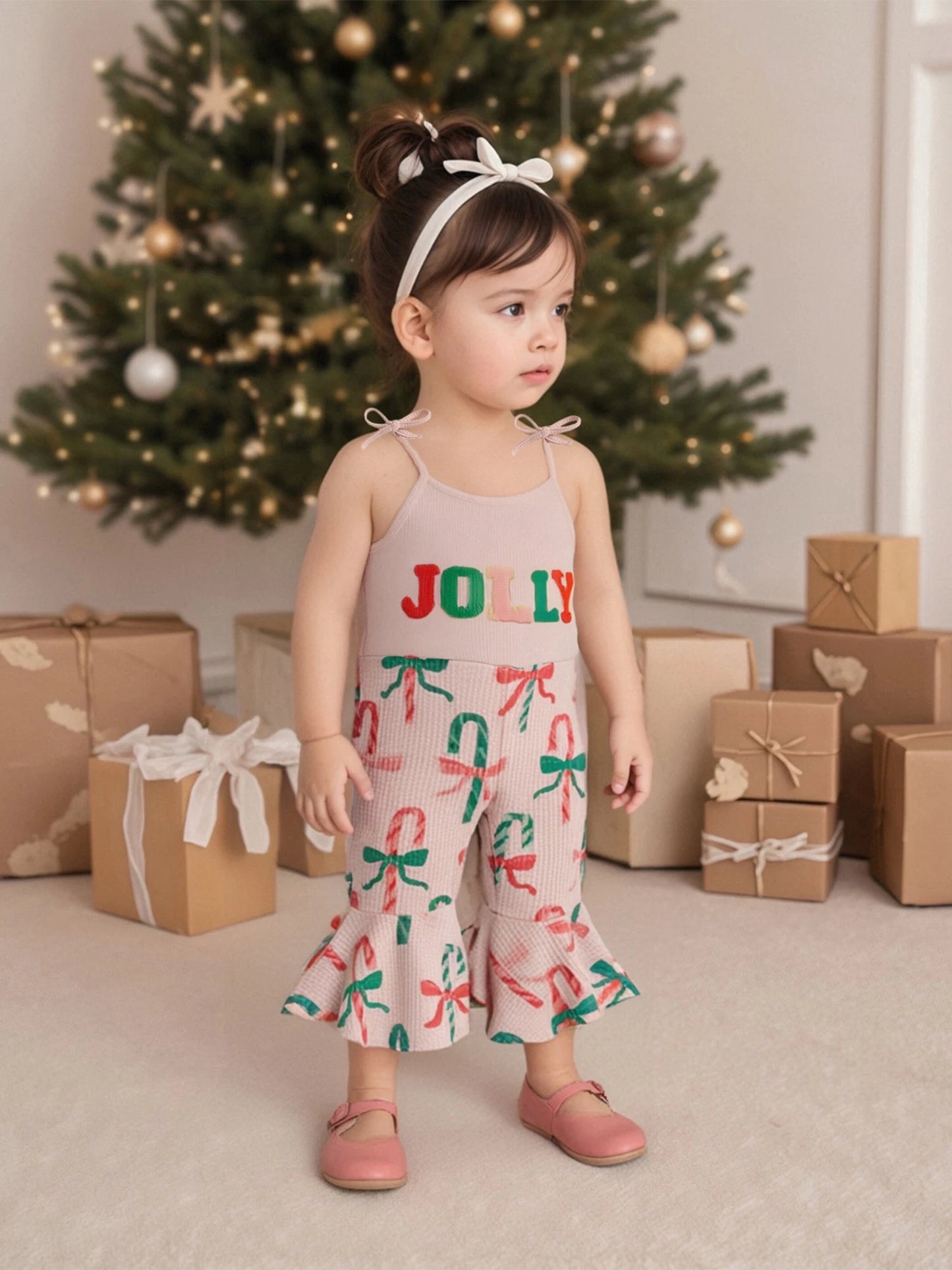Summer Christmas Kids Baby Girls Overalls Romper Print Letter Embroidery Sleeveless Jumpsuit Xmas Clothes