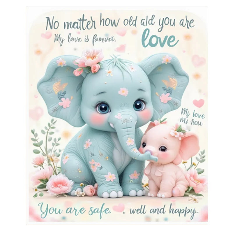 Flannel Blanket-Soft Lightweight All-season Adorable Elephant Baby Blanket Soft Cozy for Kids Bedding
