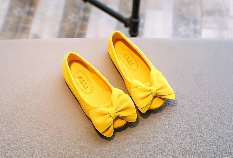 2024 New Fashion Girls Shoes PU Leather With Big Bowtie Candy Color Children Sandals Slip-on Kids Casual Shoes 21-36 Soft Hot