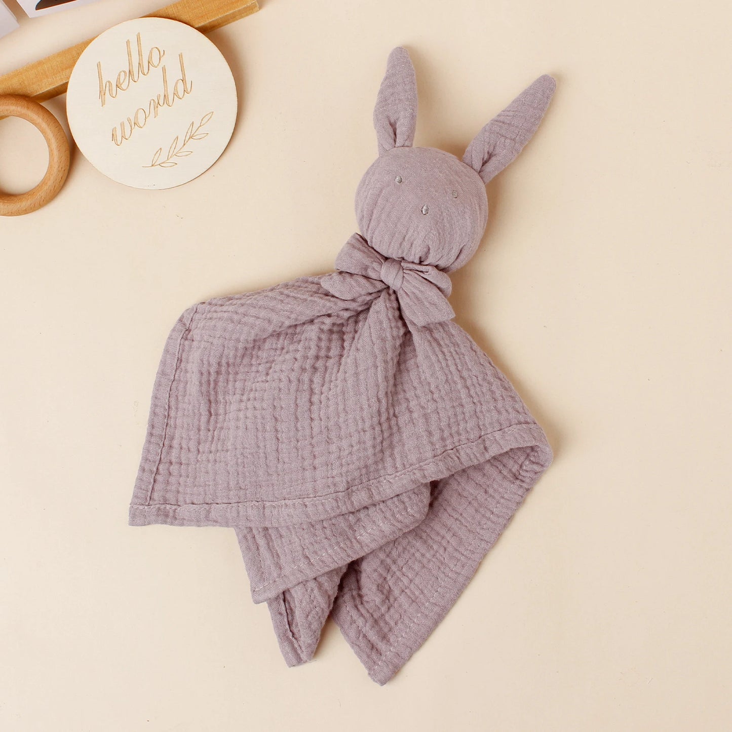 Baby Rabbit Square Comforter Towel Elegant Bow Decor Rabbit Square Blanket For Kids Cute Embroidery Infant Saliva Towel
