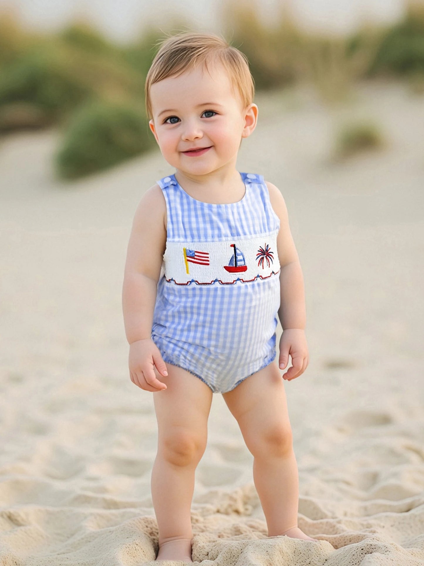 Infant Patriotic Sleeveless Romper Round Neck Jumpsuit Baby Boy 4th of July Playsuit Summer Outfit Newborn