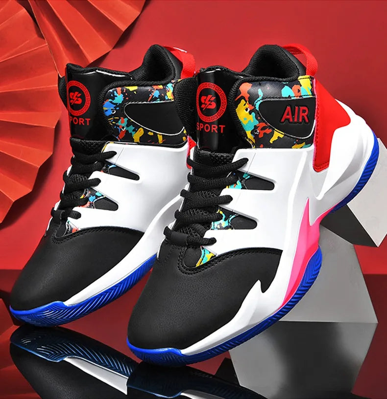 Men's basketball shoes, breathable and non slip outdoor sports shoes, walking and running basketball shoes