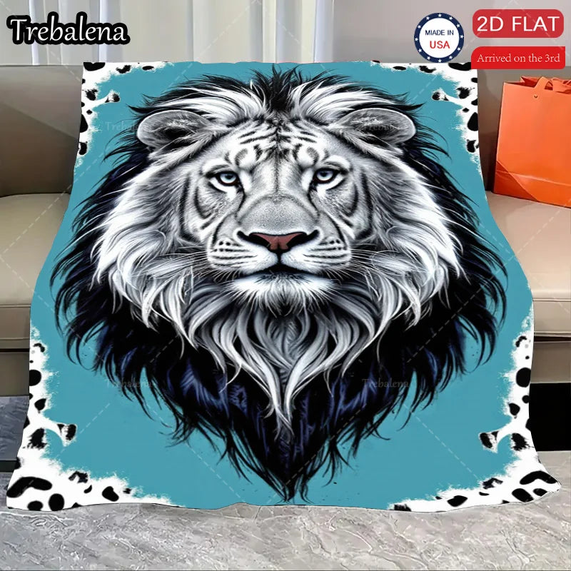 Flannel Blanket-Soft Lightweight All-season Lion Face Print Soft Baby Blanket for Boys Girls Newborns Warm Cozy