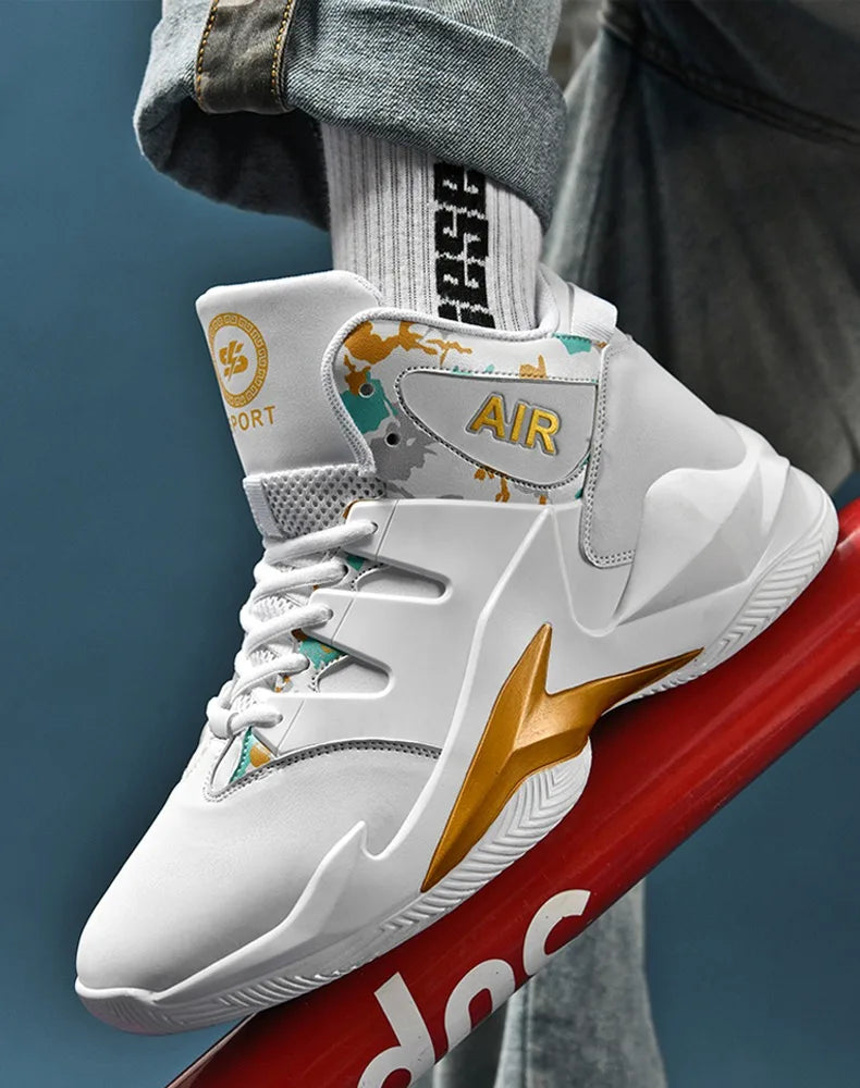 Men's basketball shoes, breathable and non slip outdoor sports shoes, walking and running basketball shoes